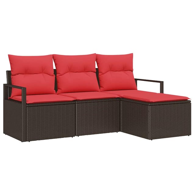 vidaXL Sofa Set 4-Tlg Braun Poly-Rattan 3346334