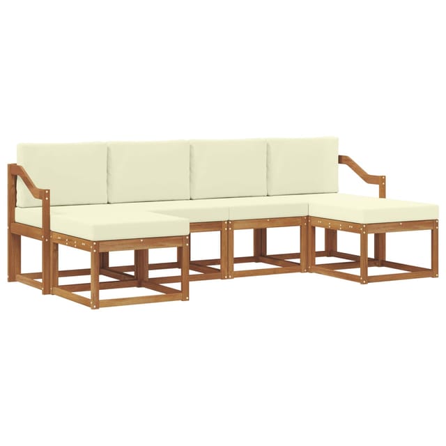 vidaXL Outdoor-Sofagarnitur 6-Tlg Natur und Creme Holzwerkstoff 3366793
