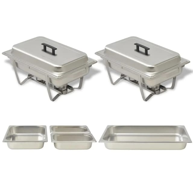vidaXL Chafing Dish Set 2 Tlg Edelstahl 50528