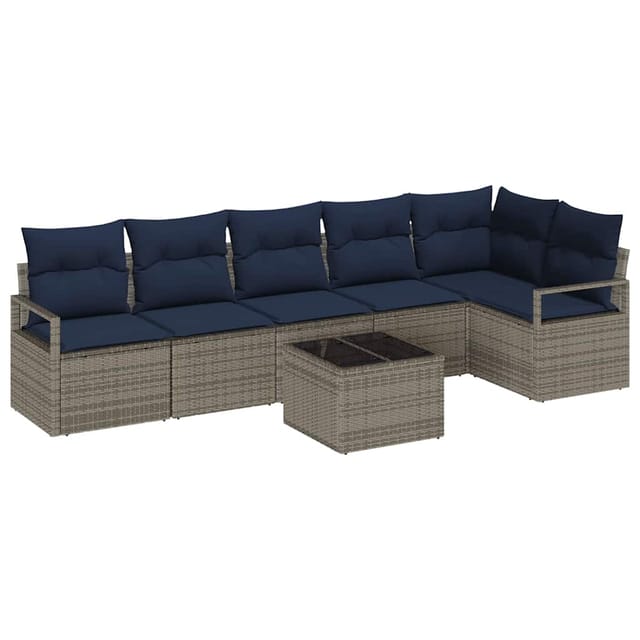 vidaXL Sofa Set 7-Tlg Grau Poly-Rattan 3346415