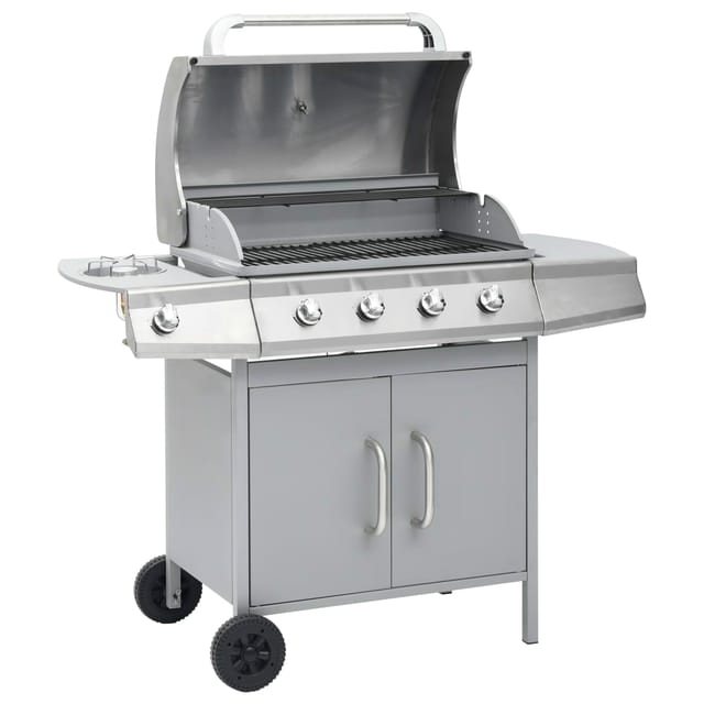 vidaXL Gasgrill Flammen Silbern Edelstahl 310108