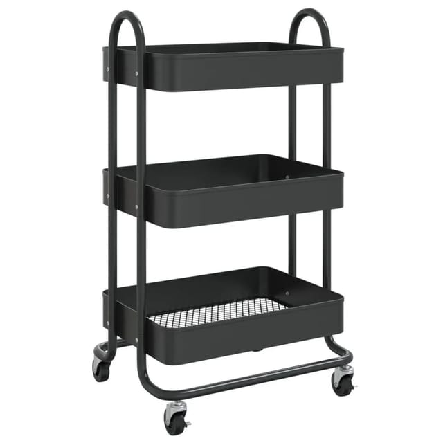 vidaXL 3-Etagen-Wagen Schwarz 43x34x79 cm Stahl 335865