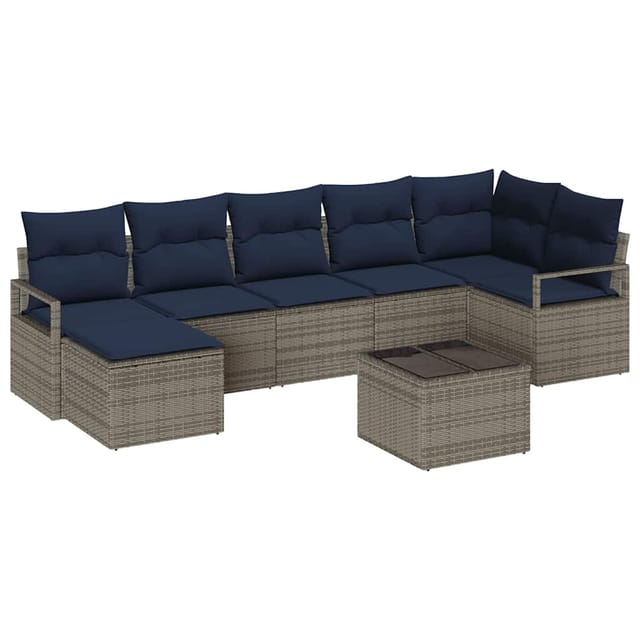 vidaXL Sofa Set mit Kissen 8-Tlg Grau Poly Rattan 3346485