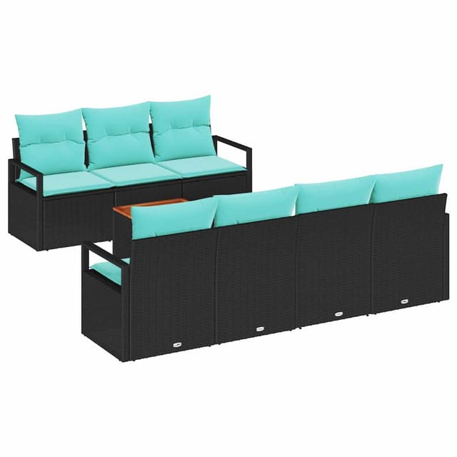 vidaXL Gartensofa-Set mit Kissen 8-Tlg Schwarz Poly-Rattan 3347669