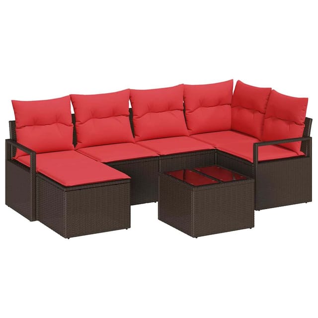 vidaXL Sofa Set 7-Tlg Braun Poly-Rattan 3346464