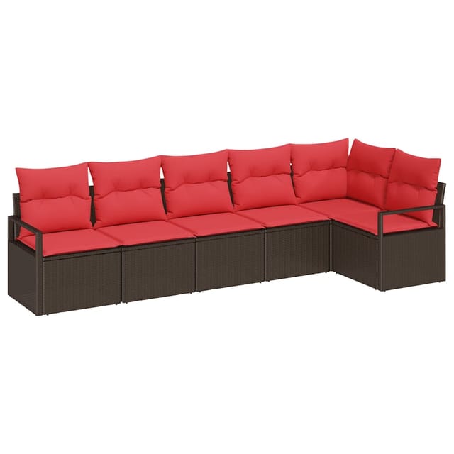 vidaXL Sofa Set mit Kissen Braun Poly Rattan 3346404
