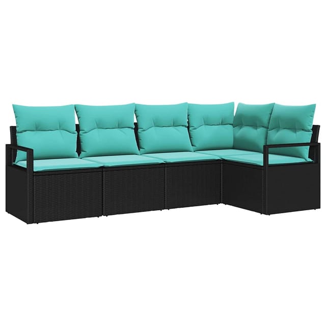 vidaXL Sofa Set 5-Tlg Schwarz Poly-Rattan 3346386