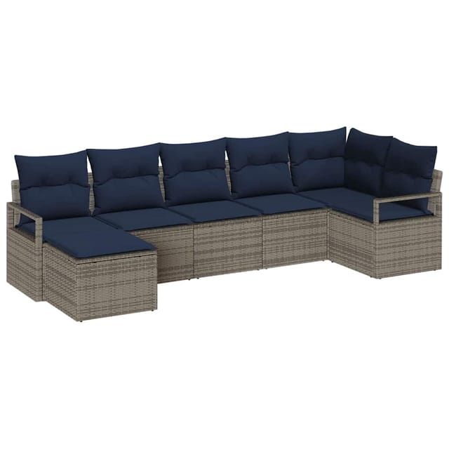 vidaXL Sofa Set 7-Tlg Grau Poly-Rattan 3346475