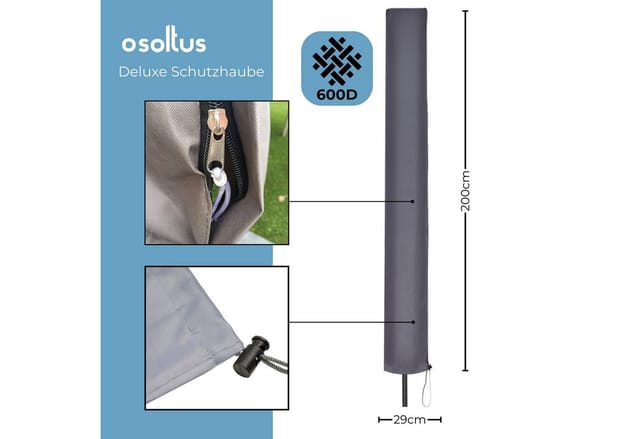 osoltus Deluxe Schutzhaube Sonnenschirm Schirmhülle 200 cm Comfort 600D
