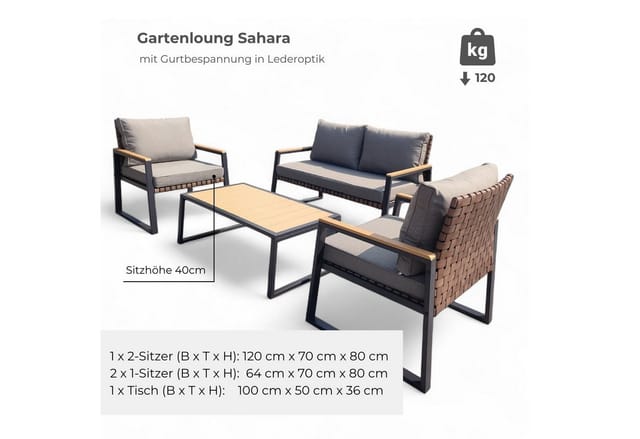 osoltus Gartenmöbel Lounge Outdoor Lounge Sitzgruppe Set 4tlg Balkon Lounge Taupe Sahara