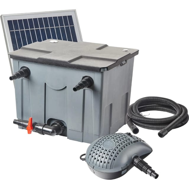 Heissner Solar Durchlauffilter Set 8m³ 3000,/h inklusive 2x 20W Solar Modul