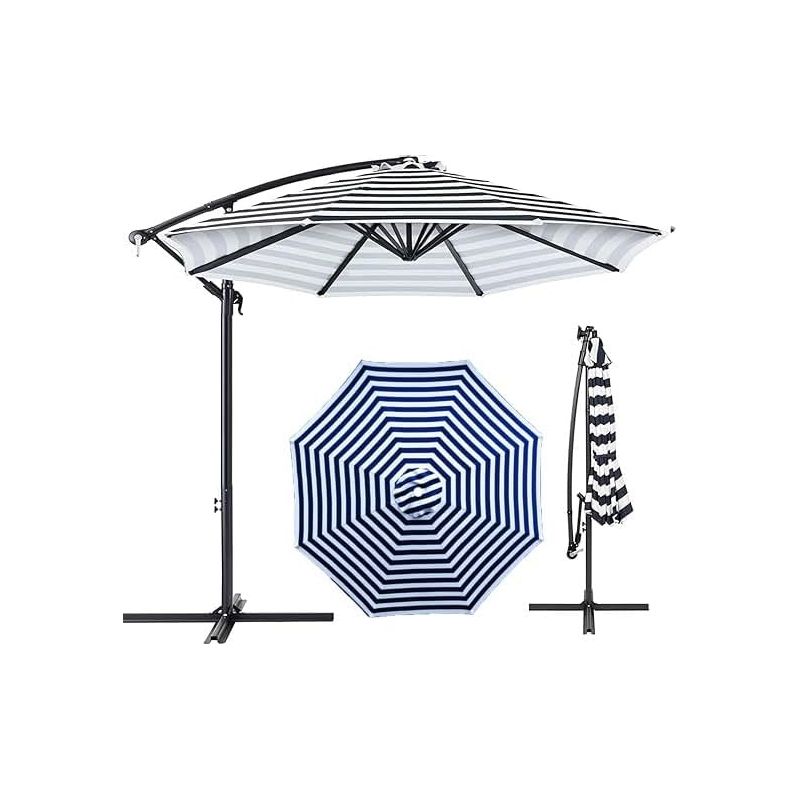 Ersatz-sonnenschirmbezug, 7ft/9ft/10ft Gartenabdeckung, Waschbarer Terrassenüberdachung (rot, 9ft 8 Rippen) (blau Gestreift, 9ft 6 Rippen)