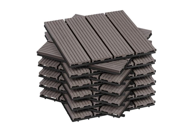 WOLTU WPC Terrassenfliesen Holzoptik Klicksystem 11 Stück/1 m² Coffee