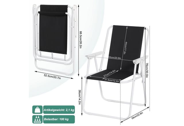 WOLTU Klappstuhl Leichter Angelstuhl Strandstuhl Klapphocker Schwarz