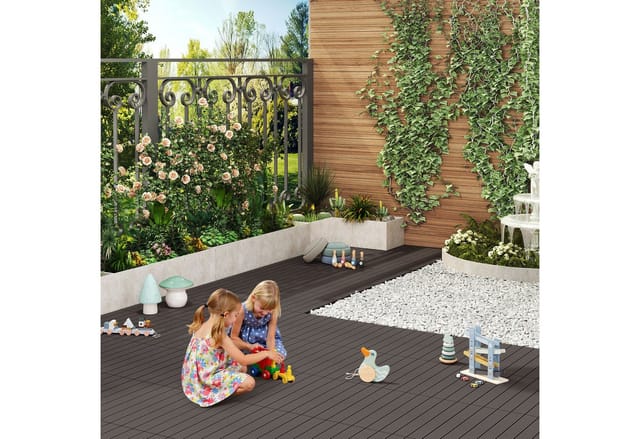 WOLTU WPC Terrassendielen Holz-Optik 30x60cm 12 Stück/2 m² Coffee