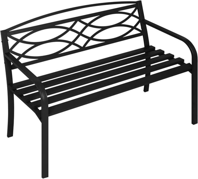 WOLTU Gartenbank Parkbank Wetterfest Metall Schwarz