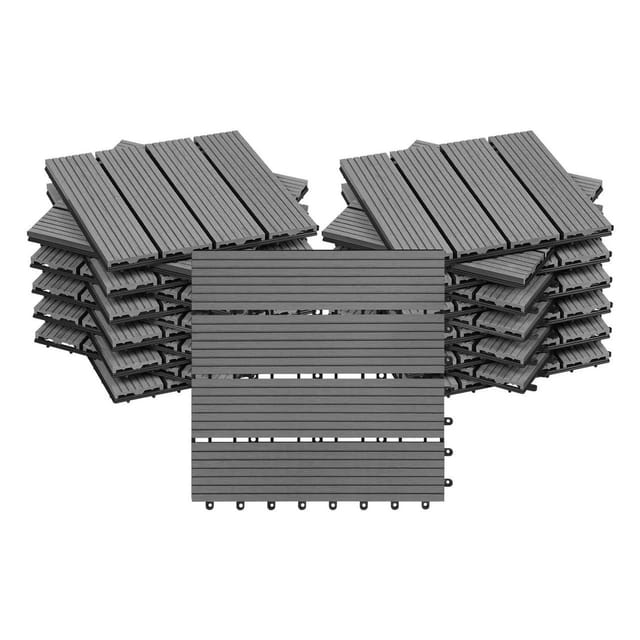 WOLTU WPC Terrassenfliesen Holzoptik Klicksystem 22 Stück/2 m² Hellgrau