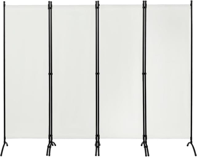 WOLTU Paravent 4-teilig 224x181cm Raumteiler Klappbar Sichtschutzwand Creme