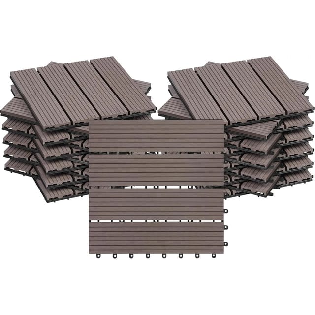 WOLTU WPC Terrassenfliesen Holzoptik Klicksystem 22 Stück/ 2 m² Braun