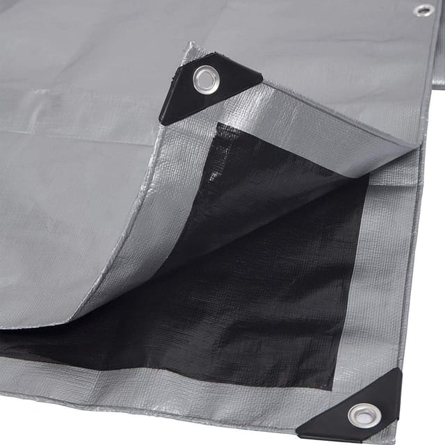 WOLTU Abdeckplane Wasserdicht 280 g/m² PE mit Ösen Grau-Schwarz 2x3 m