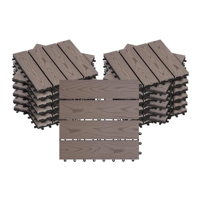 WOLTU WPC Terrassenfliesen Holzoptik 22 Stück/2 m² Braun