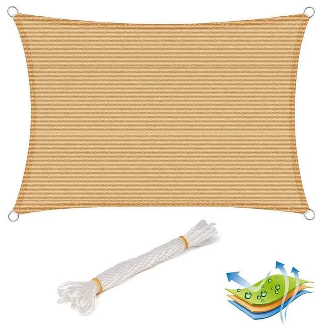 WOLTU Sonnensegel Sonnenschutz Atmungsaktiv HDPE Sand 3x5 m