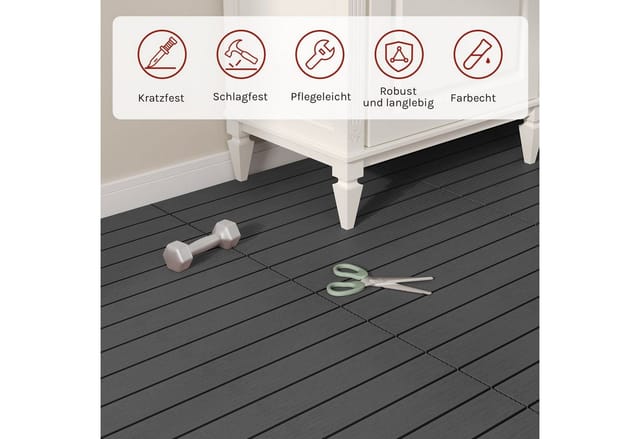 WOLTU WPC Terrassendielen Holz-Optik 30x60cm 6 Stück/1 m² Grau
