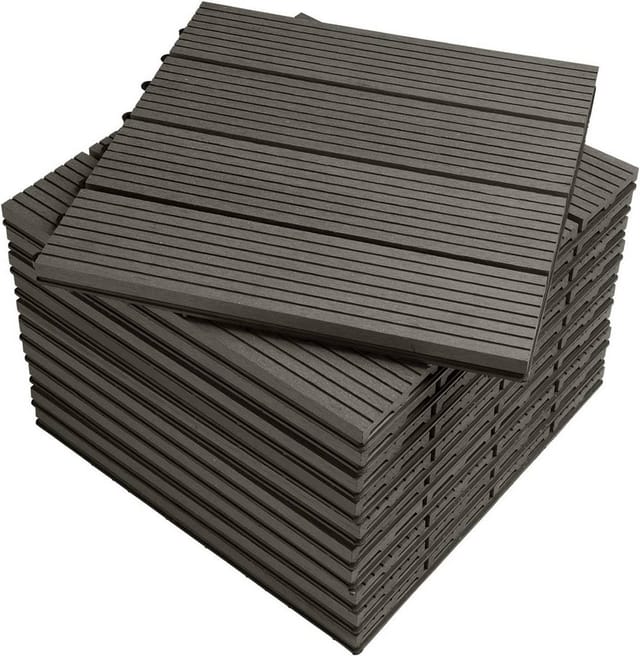 WOLTU WPC Terrassenfliesen Holzoptik Klicksystem 11 Stück/1 m² Grau