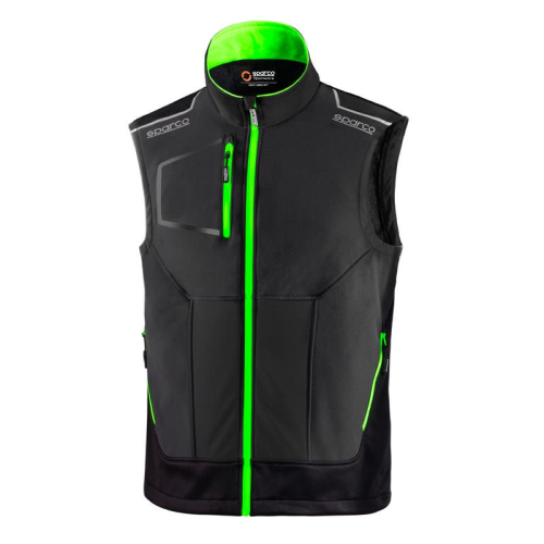 Sparco Tech Light Weste Illinois Funktionsweste Dunkelgrau/fluoreszierendes Grun Gro E L Mit Verstarkungseinsatzen Und Gut Sichtbaren Streifen Wasserdichtem Mittelrei Verschluss Grigio Scuro/verde Flu