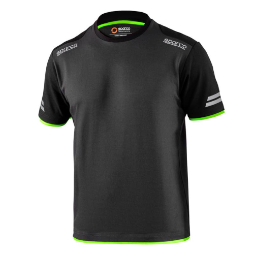 Sparco Tech Tucson T-shirt Aus Baumwolle Und Polyester Dunkelgrau/fluoreszierend Grun Gro E S Mit Gut Sichtbaren Reflektierenden Pique'-streifen Grigio Scuro/verde Fluo S