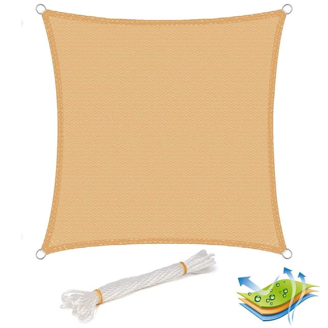 WOLTU Sonnensegel Sonnenschutz Atmungsaktiv HDPE Sand 4x4 m