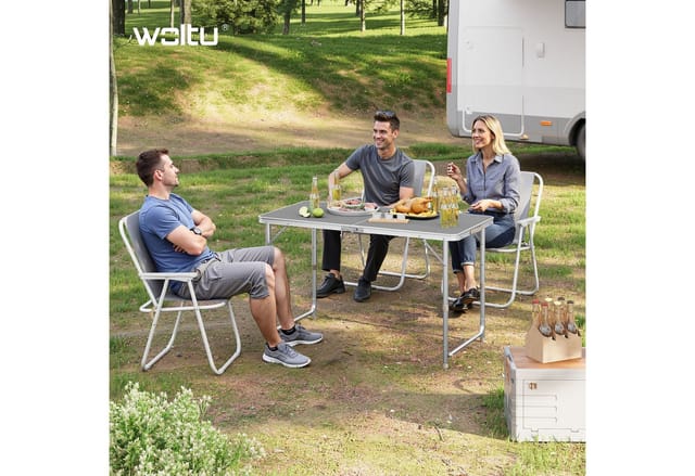 WOLTU Campingtisch Klapptisch Gartentisch Höhenverstellbar Grau