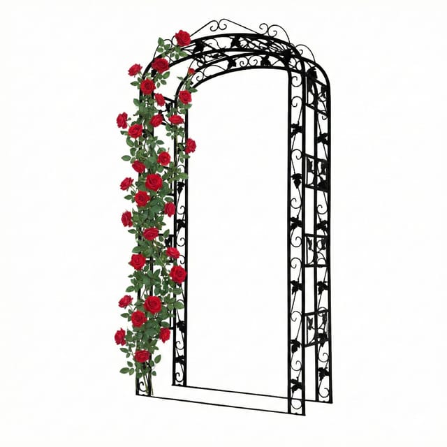 Relaxdays Rosenbogen Eisen Schwarz Wetterfest 240 cm x 120 cm x 45 cm