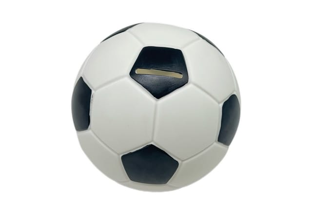 Relaxdays Fußball Spardose Kunstharz Kunststoff Schwarz Weiß 15 cm x 15 cm 300 g