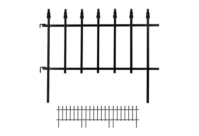 Relaxdays Beetzaun Eisen Schwarz Steckbar 4-teilig 226 cm x 31 cm 2,4 kg