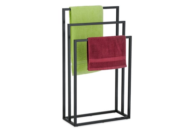 Relaxdays Handtuchständer Stahl Schwarz Freistehend 82,5 cm x 46 cm x 21 cm 2,2 kg