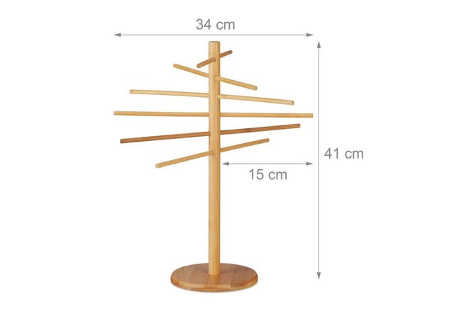 Relaxdays Nudeltrockner Bambus Natur 12-armig 41 cm x 34 cm x 34 cm