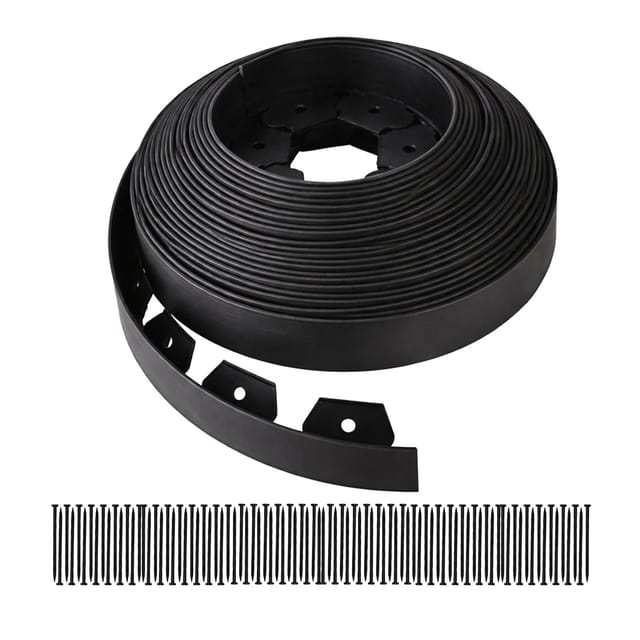 Relaxdays Rasenkante Kunststoff Schwarz Flexibel 30 m 6,5 kg