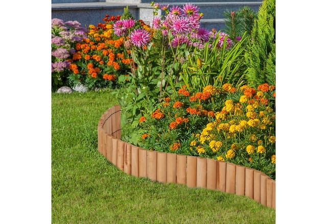 Relaxdays Rasenkante Tannenholz Natur Flexibel 20 cm x 120 cm x 2 cm 1,1 kg
