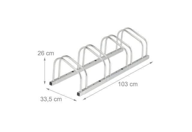 Relaxdays Fahrradständer Verzinkter Stahl Silber Für 4 Fahrräder Witterungsbeständig 26 cm x 103 cm x 33,5 cm 4,6 kg
