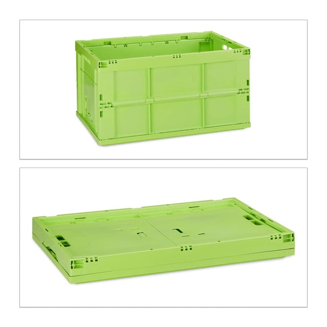 Relaxdays Klappbox Polypropylen Grün Stabil Stapelbar 31,5 cm x 58,5 cm x 40 cm