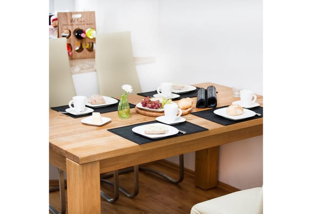 Relaxdays Tischset 6er Set Bambus Grau Rutschhemmend 45 cm x 30 cm
