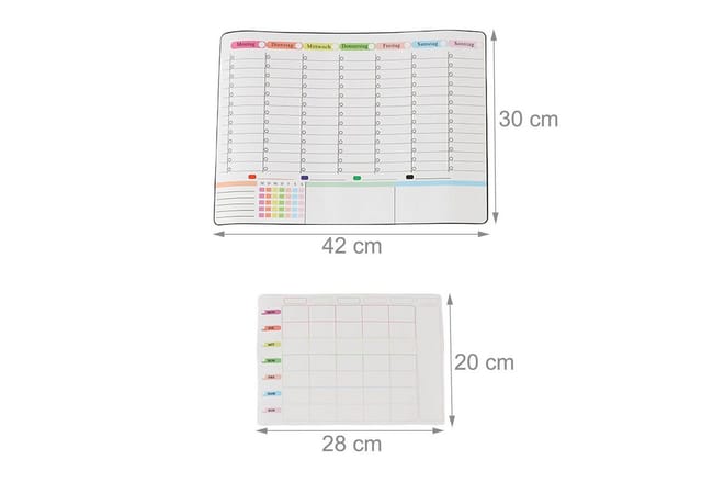 Relaxdays Whiteboard für Kühlschrank 3er Set Kunststoff Weiß Magnetisch Abwischbar 30 cm x 42 cm 20 cm x 28 cm 0,6 kg