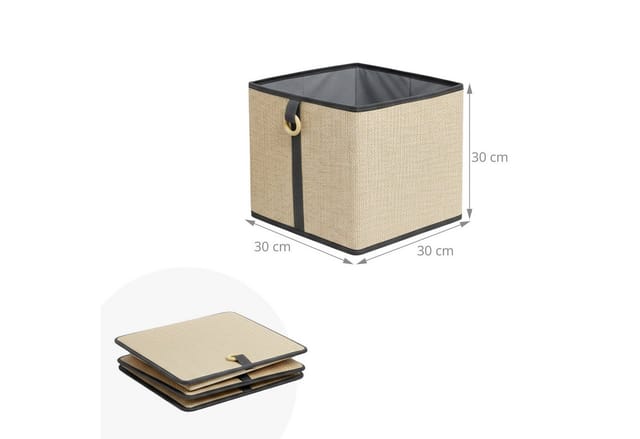 Relaxdays Aufbewahrungskorb Set 4er Pack Bambus Natur Faltbar Griffring 30 cm x 30 cm x 30 cm
