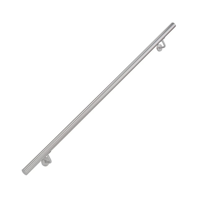 Relaxdays Rundhandlauf Edelstahl Silber 150 cm 38 mm Durchmesser für Wandmontage