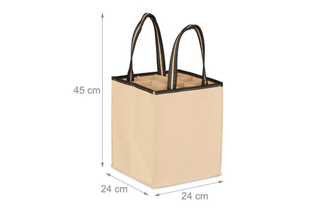 Relaxdays Flaschentasche Filz Beige für 9 Flaschen 45 cm x 24 cm x 24 cm 300 g