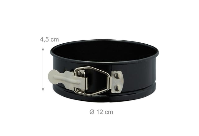Relaxdays Springformen 5er Set Carbonstahl Schwarz Antihaftbeschichtet Hitzebeständig 4,5 cm x ø 12 cm