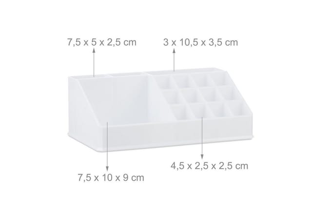 Relaxdays Make Up Organizer Acryl Weiß Stapelbar 21 Fächer 29,5 cm x 23,5 cm x 14 cm 2 kg