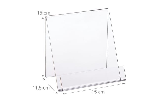 Relaxdays Buchaufsteller Acryl Transparent für DIN A5 15 cm x 15 cm x 11,5 cm 170 g