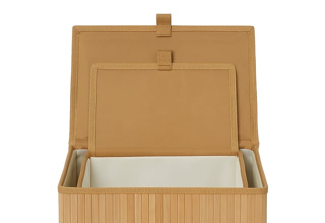 Relaxdays Aufbewahrungskorb 2-tlg. Bambus Natur Staubfrei 14 cm x 30 cm x 23 cm 820 g